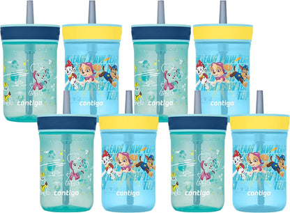 Contigo Kids’ Leighton Straw Tumbler with Spill-Proof Leak-Proof Lid 14oz Juniper/Blue Forest