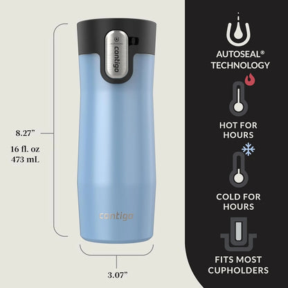 Contigo AUTOSEAL West Loop Vacuum-Insulated Stainless Steel Travel Mug with Easy-Clean Lid 24 oz Crystal Agave