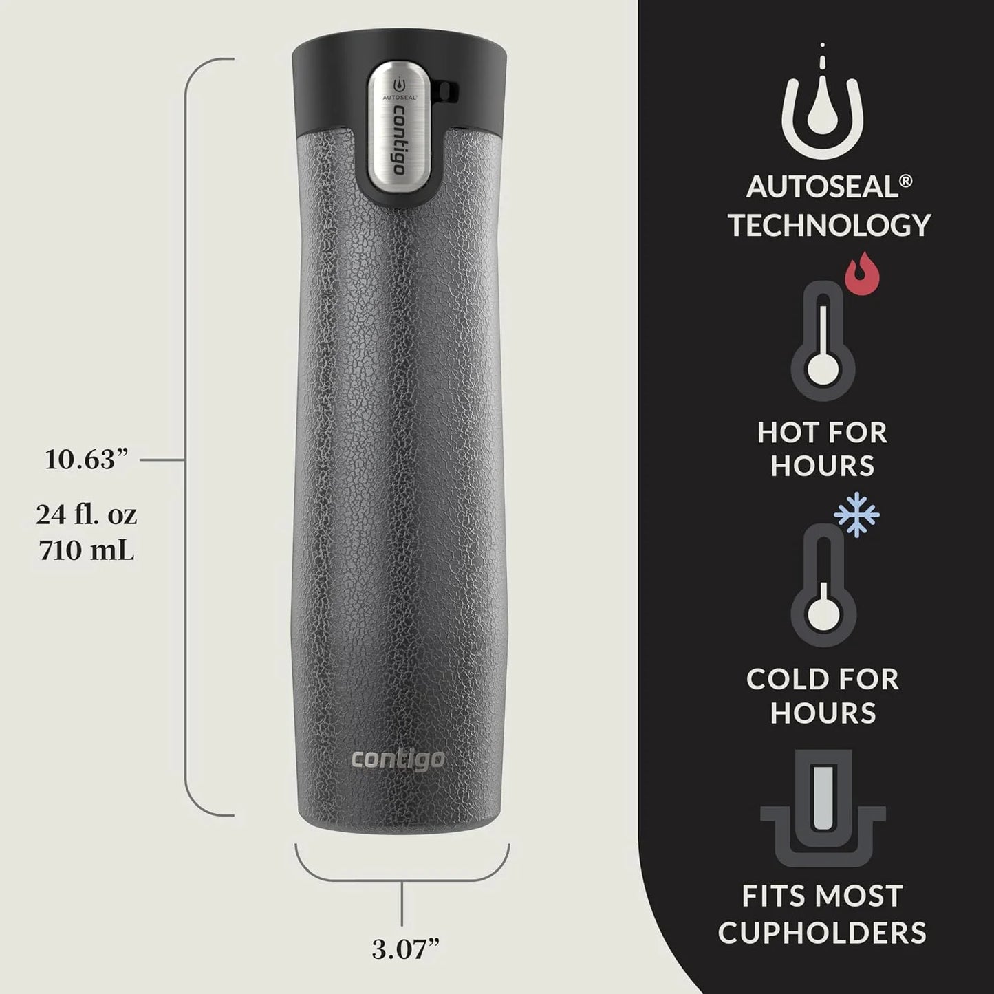 Contigo AUTOSEAL West Loop Vacuum-Insulated Stainless Steel Travel Mug with Easy-Clean Lid 24 oz Crystal Agave