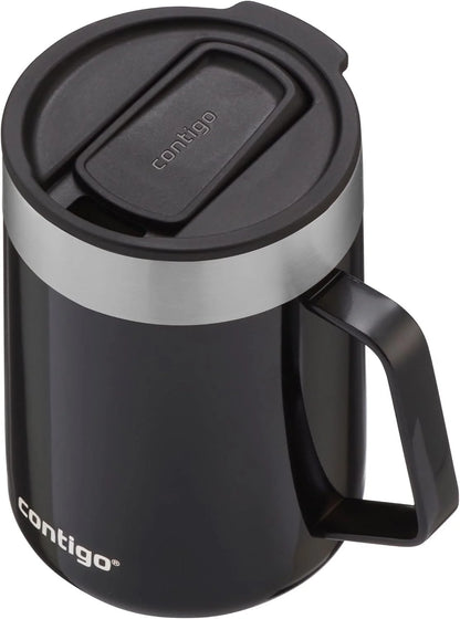 Contigo Streeterville Desk Mug, Insulated Coffee Mug with Stainless Steel Handle, Coffee to go Mug with lid, Keeps Coffee and Tea Warm for up to 5 Hours, Ideal for Office & Home, 410 ml