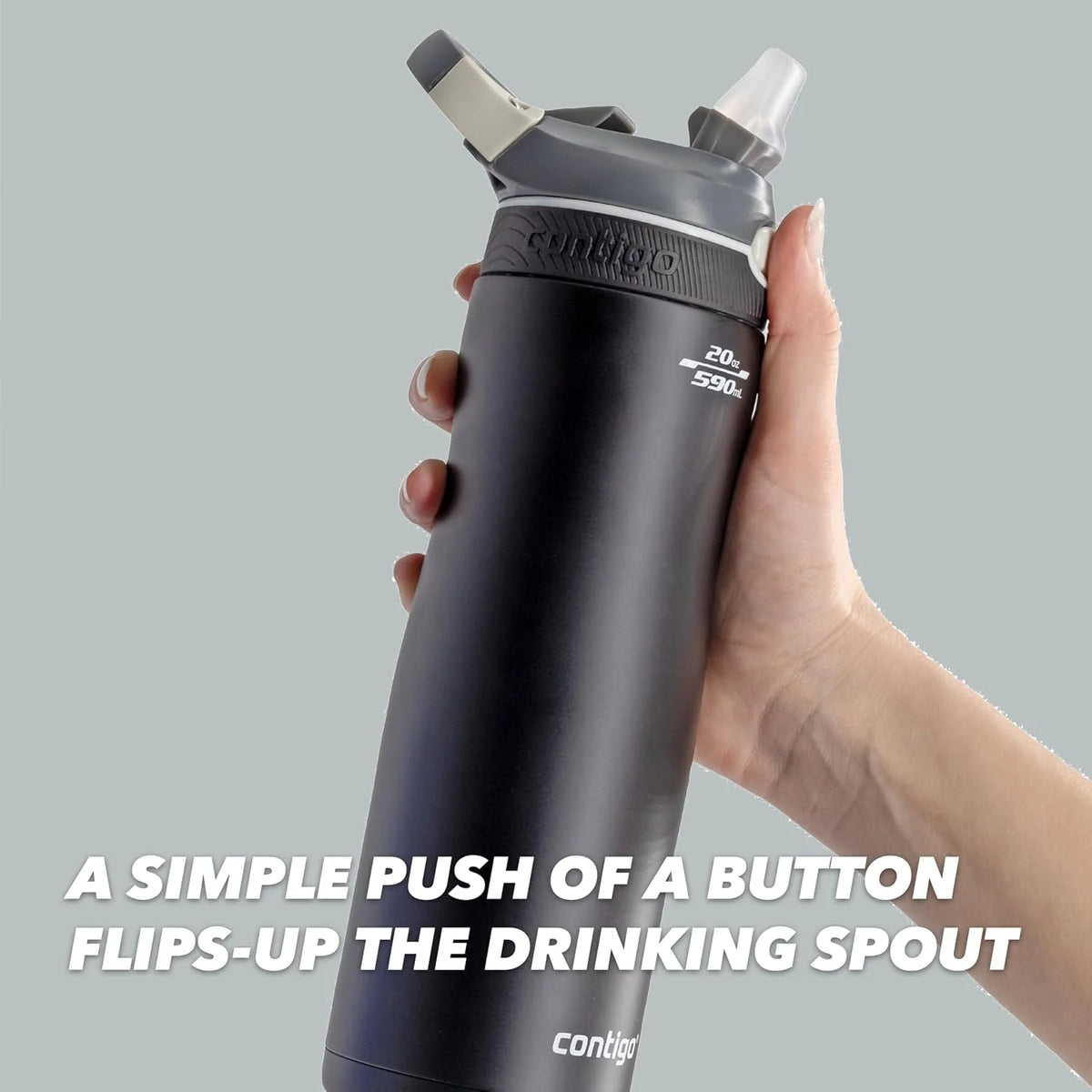 Contigo Ashland Chill Water Bottle with Straw, Keeps drinks cool for 24 h, insulated Stainless Steel Drinking Bottle, Leak-Proof Thermal Bottle, Sports Bottle for gym, Bike, Hiking, 590 ml