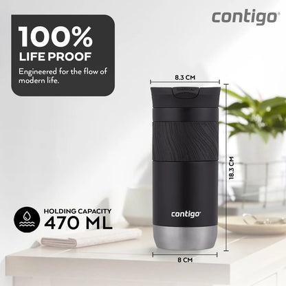 Contigo Byron 2.0 Thermo, Stainless Steel Insulated Snapseal Closure, Coffee Mug to go, 100% Leak Proof, Dishwasher Safe lid, BPA Free, Keeps Warm up to 6 Hours, 470 ml