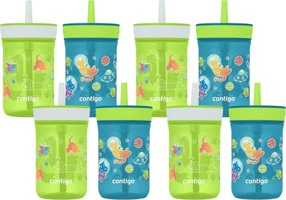 Contigo Kids’ Leighton Straw Tumbler with Spill-Proof Leak-Proof Lid 14oz Juniper/Blue Forest