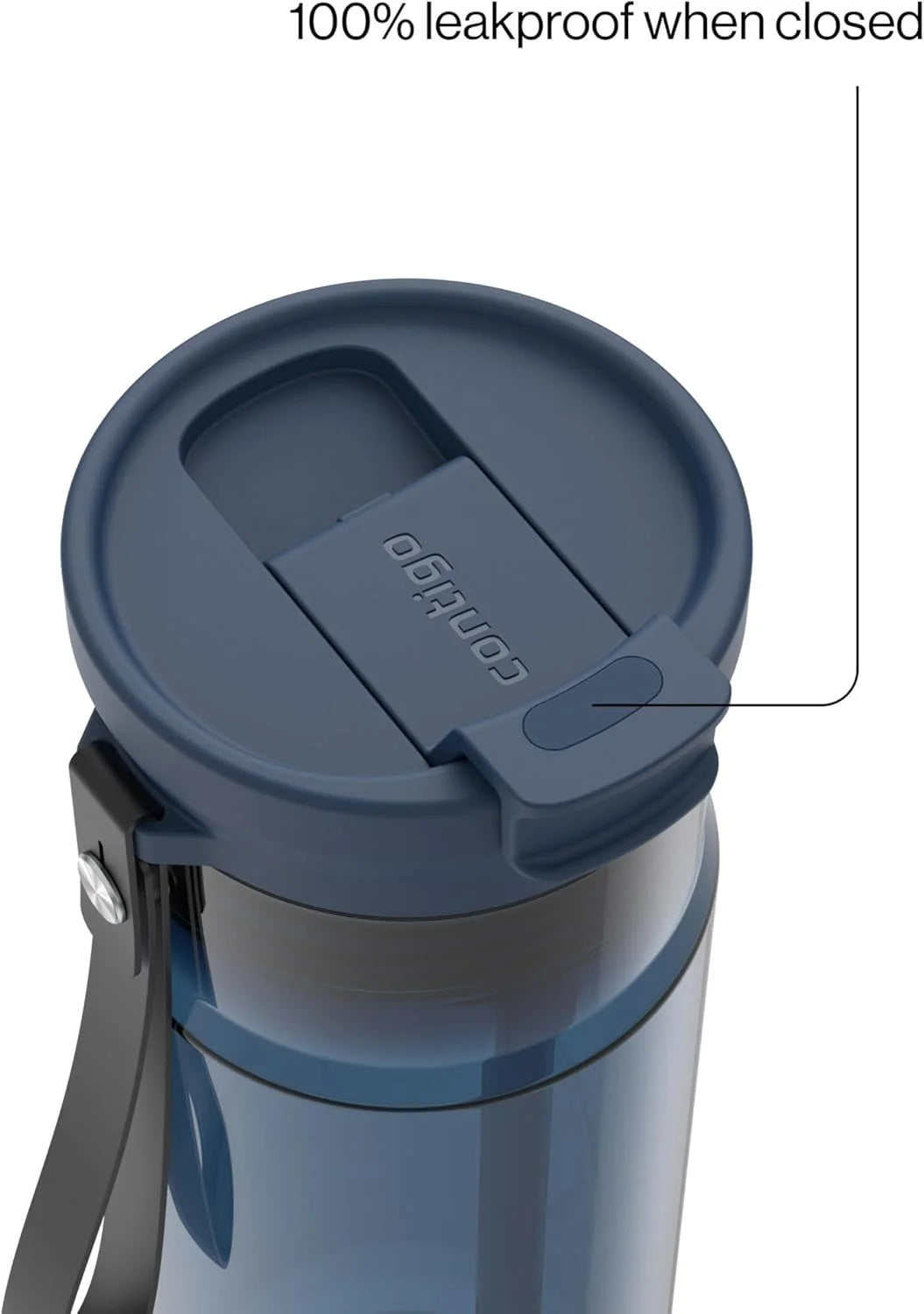 Contigo DualSip 24 oz Tritan Plastic Water Bottle with Carry Strap & 2-in-1 Leakproof Lid (Straw or Spout), BPA-Free, Dishwasher Safe