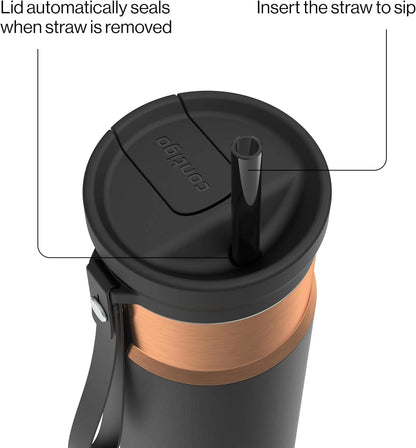 Contigo SnapSeal 24 oz Stainless Steel Vacuum-Insulated Water Bottle with Leakproof AutoClose Lid, Carry Strap & Reusable Straw, BPA-Free & Lead-Free, Dishwasher Safe