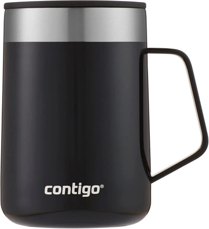 Contigo Streeterville Desk Mug, Insulated Coffee Mug with Stainless Steel Handle, Coffee to go Mug with lid, Keeps Coffee and Tea Warm for up to 5 Hours, Ideal for Office & Home, 410 ml