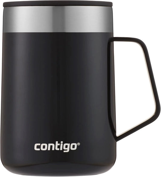 Contigo Streeterville Desk Mug, Insulated Coffee Mug with Stainless Steel Handle, Coffee to go Mug with lid, Keeps Coffee and Tea Warm for up to 5 Hours, Ideal for Office & Home, 410 ml