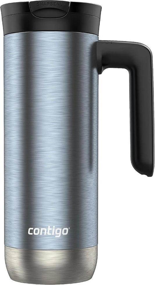 Contigo Superior 2.0 Stainless Steel Travel Mug with Handle Leak-Proof Lid Double-Wall Insulation for Hot & Cold Beverages, 20oz ,Dark Ice, Ideal for Commuting and Travel