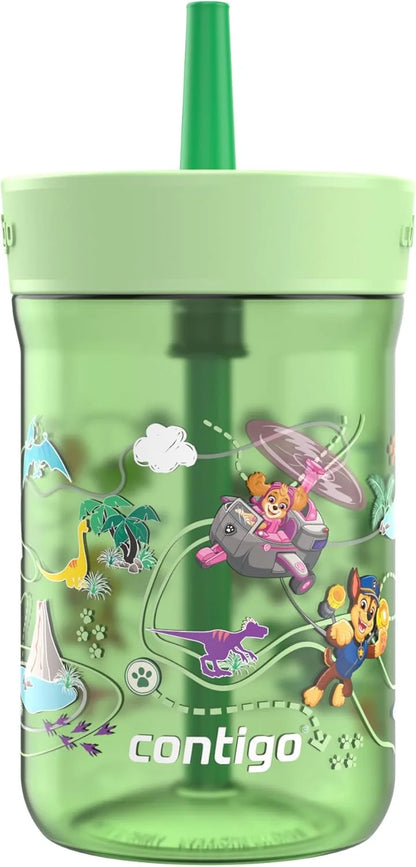 Contigo Kids’ Leighton Straw Tumbler with Spill-Proof Leak-Proof Lid 14oz Juniper/Blue Forest