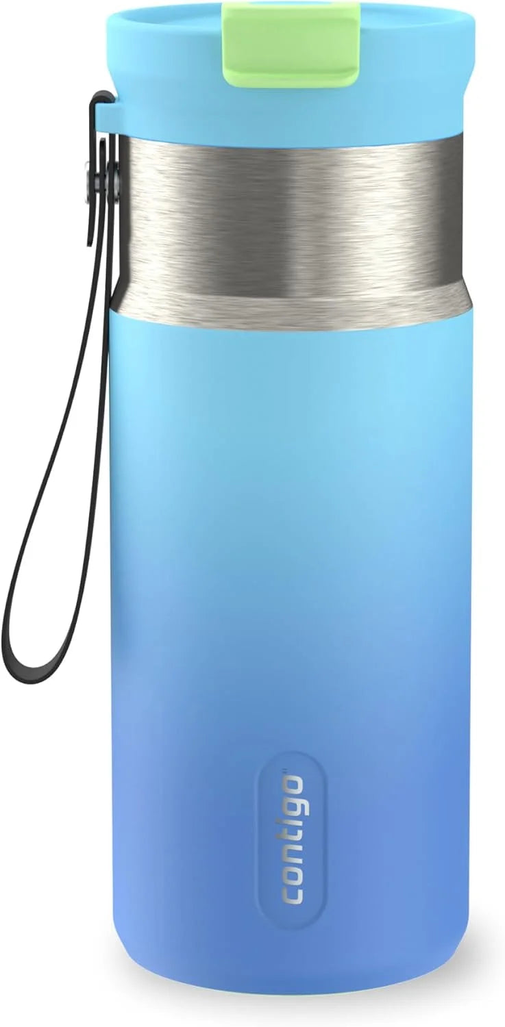 Contigo DualSip 16 oz Compact Stainless Steel Vacuum-Insulated Water Bottle with 2-in-1 Leakproof Lid (Straw or Spout), BPA-Free & Lead-Free, Dishwasher Safe