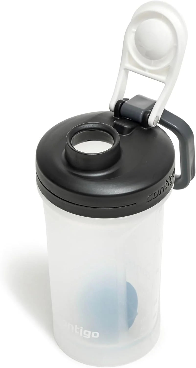 Contigo Shake & Go 2.0 Protein Shaker Bottle with Mixer Ball | Large BPA Free Blender | Ideal for Protein Powder, Nutrition Shakes or Smoothies |Leak Proof Shake Sports Bottle | Salt | 590 ml