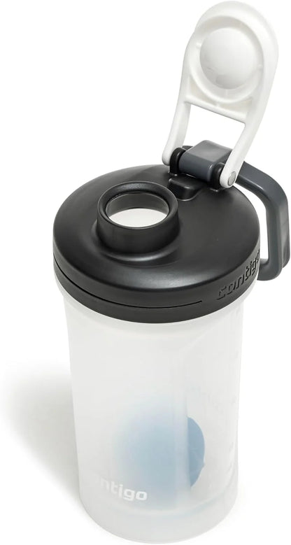 Contigo Shake & Go 2.0 Protein Shaker Bottle with Mixer Ball | Large BPA Free Blender | Ideal for Protein Powder, Nutrition Shakes or Smoothies |Leak Proof Shake Sports Bottle | Salt | 590 ml