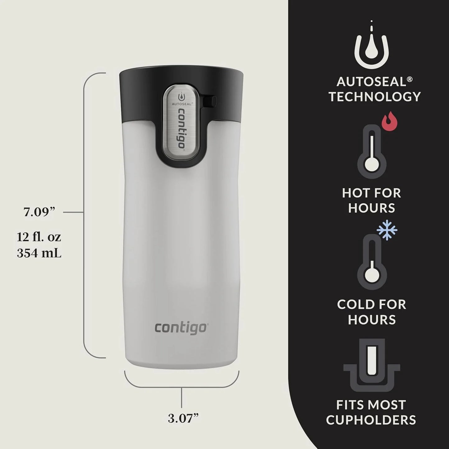 Contigo AUTOSEAL West Loop Vacuum-Insulated Stainless Steel Travel Mug with Easy-Clean Lid 24 oz Crystal Agave