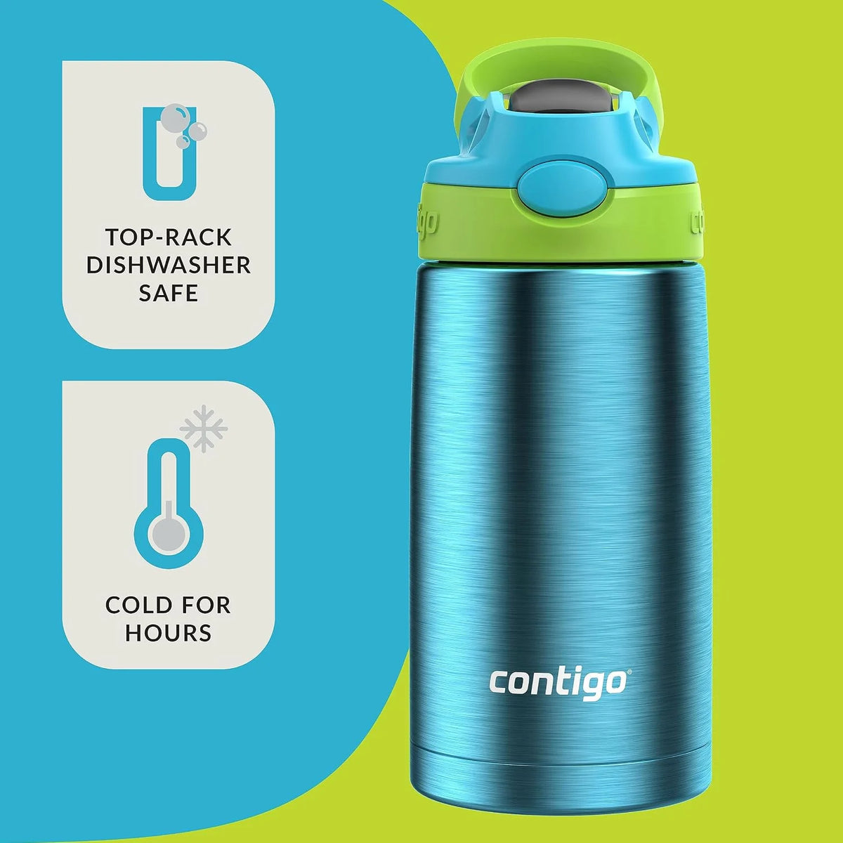 Contigo AUTOSPOUT Water Bottle, 13 oz, Coral Blue/Poppy