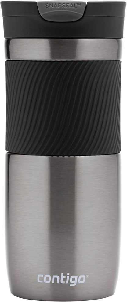 Contigo Byron Snapseal Travel Mug, Stainless Steel Thermal mug, vacuum flask, leakproof tumbler, coffee mug with BPA free Easy-Clean Lid, 470 ml, Vivacious