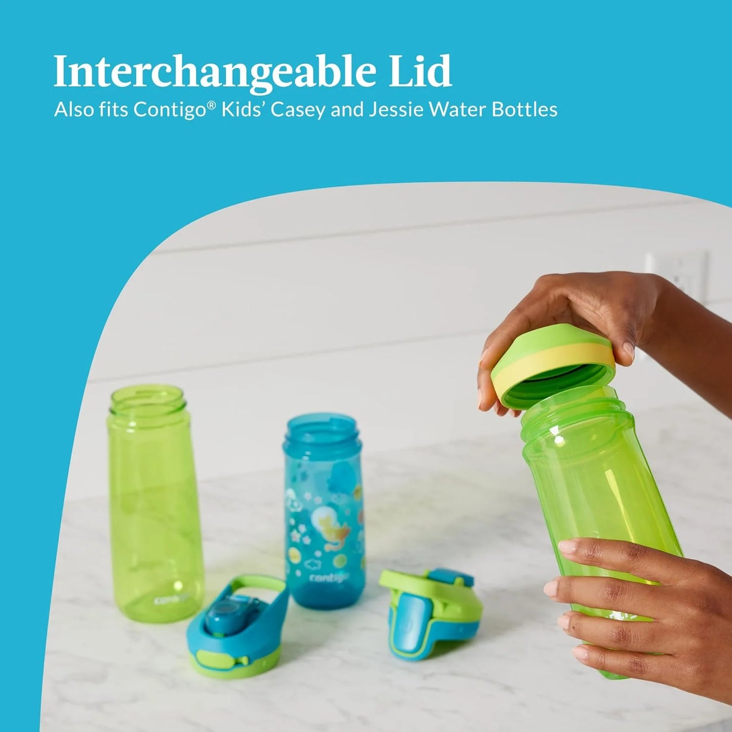 Contigo Kids’ Micah Water Bottle with Leak-Proof Lid, 20oz, Lime/Pineapple