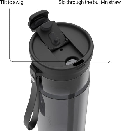 Contigo DualSip 24 oz Tritan Plastic Water Bottle with Carry Strap & 2-in-1 Leakproof Lid (Straw or Spout), BPA-Free, Dishwasher Safe