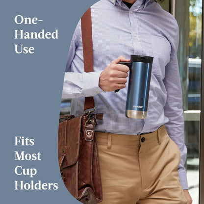 Contigo Superior 2.0 Stainless Steel Travel Mug with Handle Leak-Proof Lid Double-Wall Insulation for Hot & Cold Beverages, 20oz ,Dark Ice, Ideal for Commuting and Travel