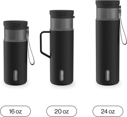 Contigo SnapSeal 24 oz Stainless Steel Vacuum-Insulated Water Bottle with Leakproof AutoClose Lid, Carry Strap & Reusable Straw, BPA-Free & Lead-Free, Dishwasher Safe