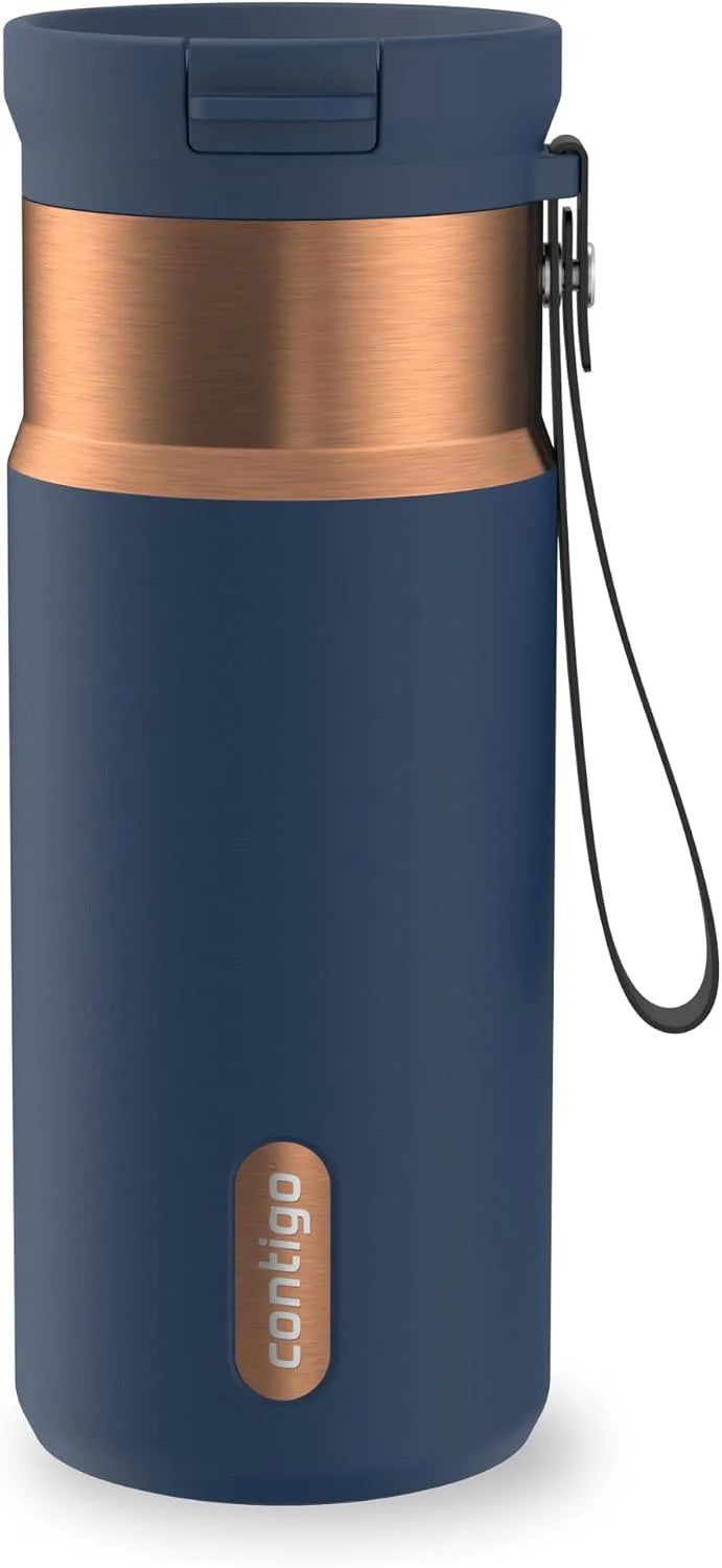 Contigo SnapSeal 24 oz Stainless Steel Vacuum-Insulated Water Bottle with Leakproof AutoClose Lid, Carry Strap & Reusable Straw, BPA-Free & Lead-Free, Dishwasher Safe
