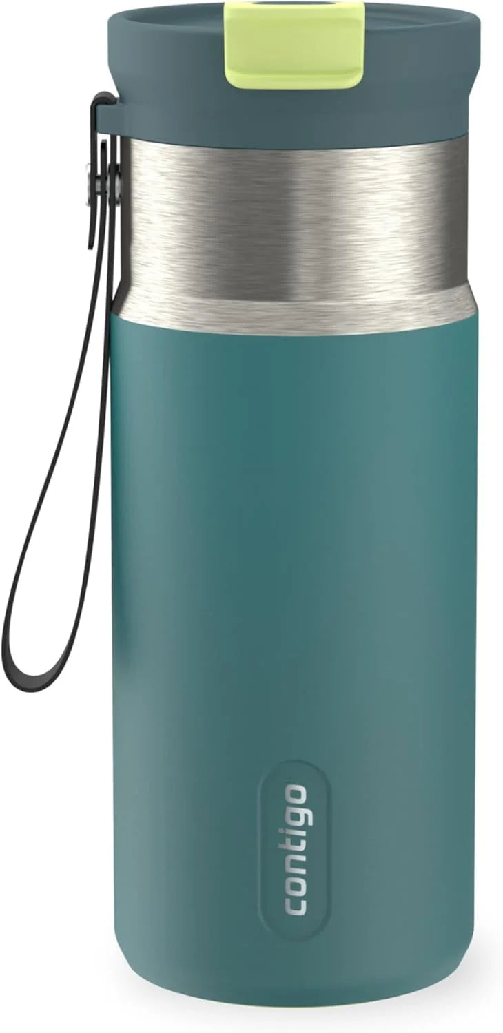 Contigo DualSip 16 oz Compact Stainless Steel Vacuum-Insulated Water Bottle with 2-in-1 Leakproof Lid (Straw or Spout), BPA-Free & Lead-Free, Dishwasher Safe