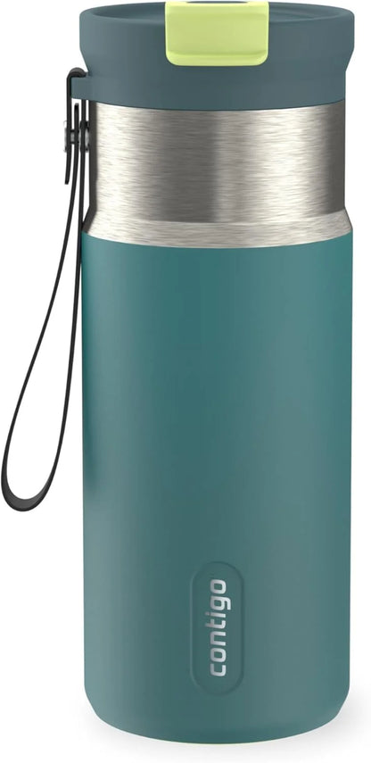 Contigo DualSip 16 oz Compact Stainless Steel Vacuum-Insulated Water Bottle with 2-in-1 Leakproof Lid (Straw or Spout), BPA-Free & Lead-Free, Dishwasher Safe