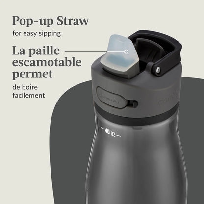 Contigo Ashland 2.0 Water Bottle with Straw and Leak-Proof Locking Lid, BPA-Free Plastic, Dishwasher Safe, Licorice, 40 oz (1.18 L)