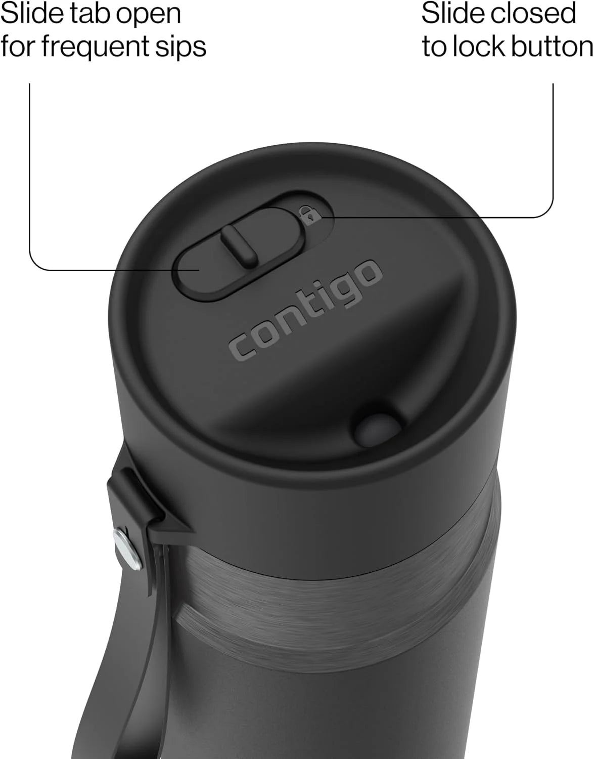 Contigo AutoSeal 24 oz Stainless Steel Vacuum-Insulated Water Bottle with Leakproof Push-Button Spout & Lock, Carry Strap, BPA-Free & Lead-Free, Dishwasher Safe