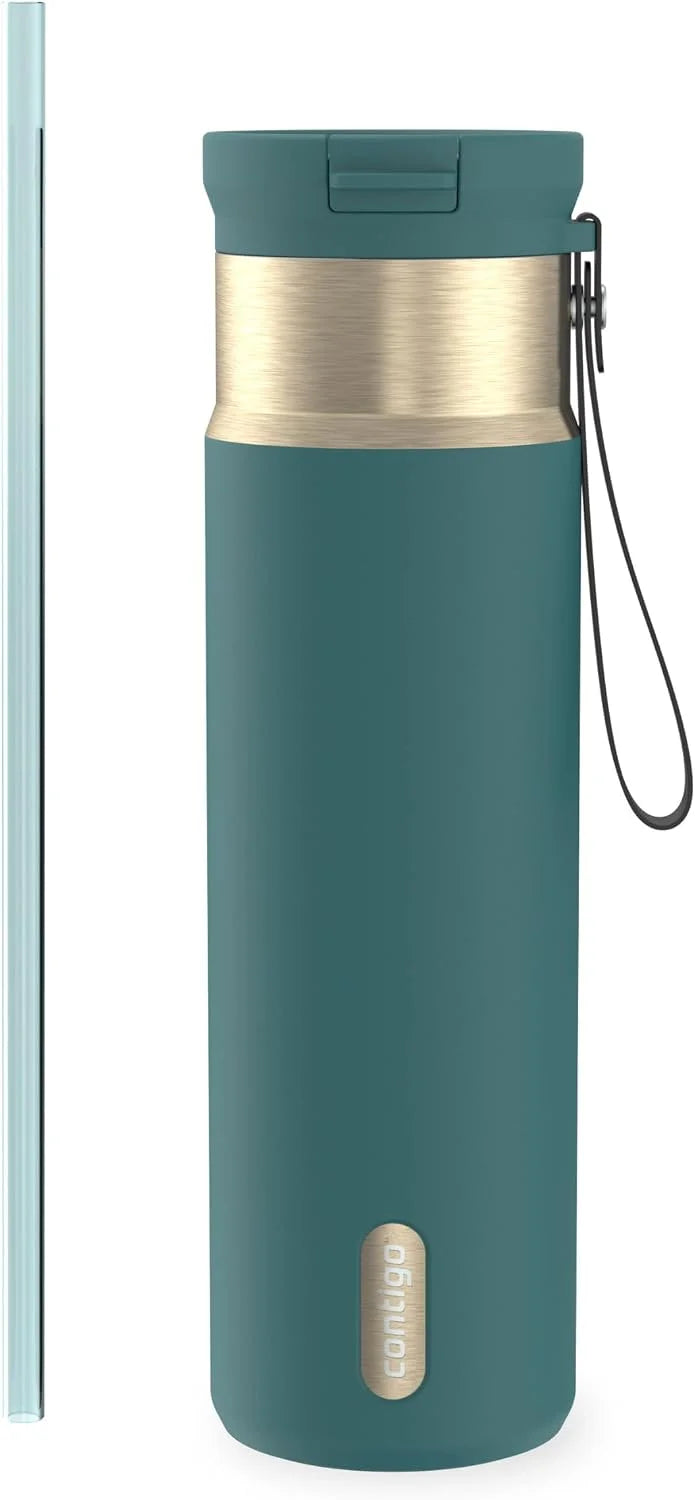 Contigo SnapSeal 24 oz Stainless Steel Vacuum-Insulated Water Bottle with Leakproof AutoClose Lid, Carry Strap & Reusable Straw, BPA-Free & Lead-Free, Dishwasher Safe
