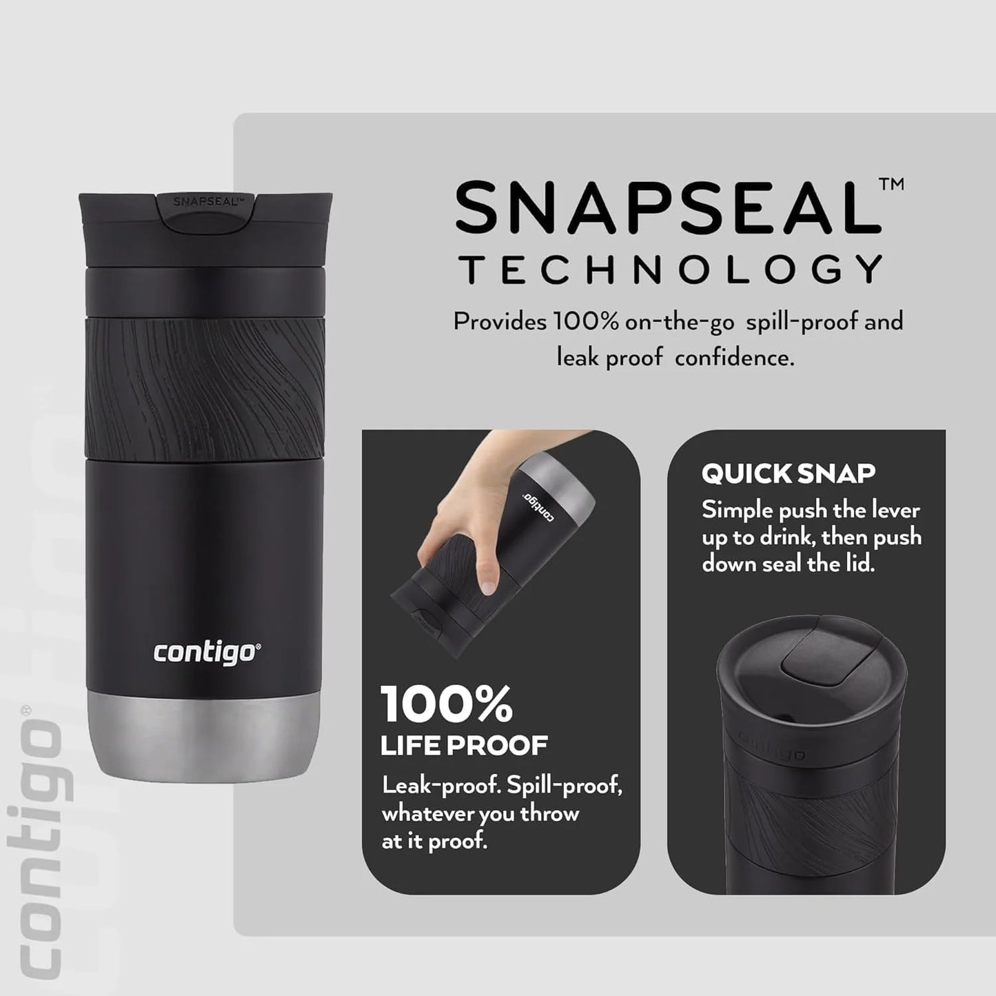 Contigo Byron 2.0 Thermo, Stainless Steel Insulated Snapseal Closure, Coffee Mug to go, 100% Leak Proof, Dishwasher Safe lid, BPA Free, Keeps Warm up to 6 Hours, 470 ml