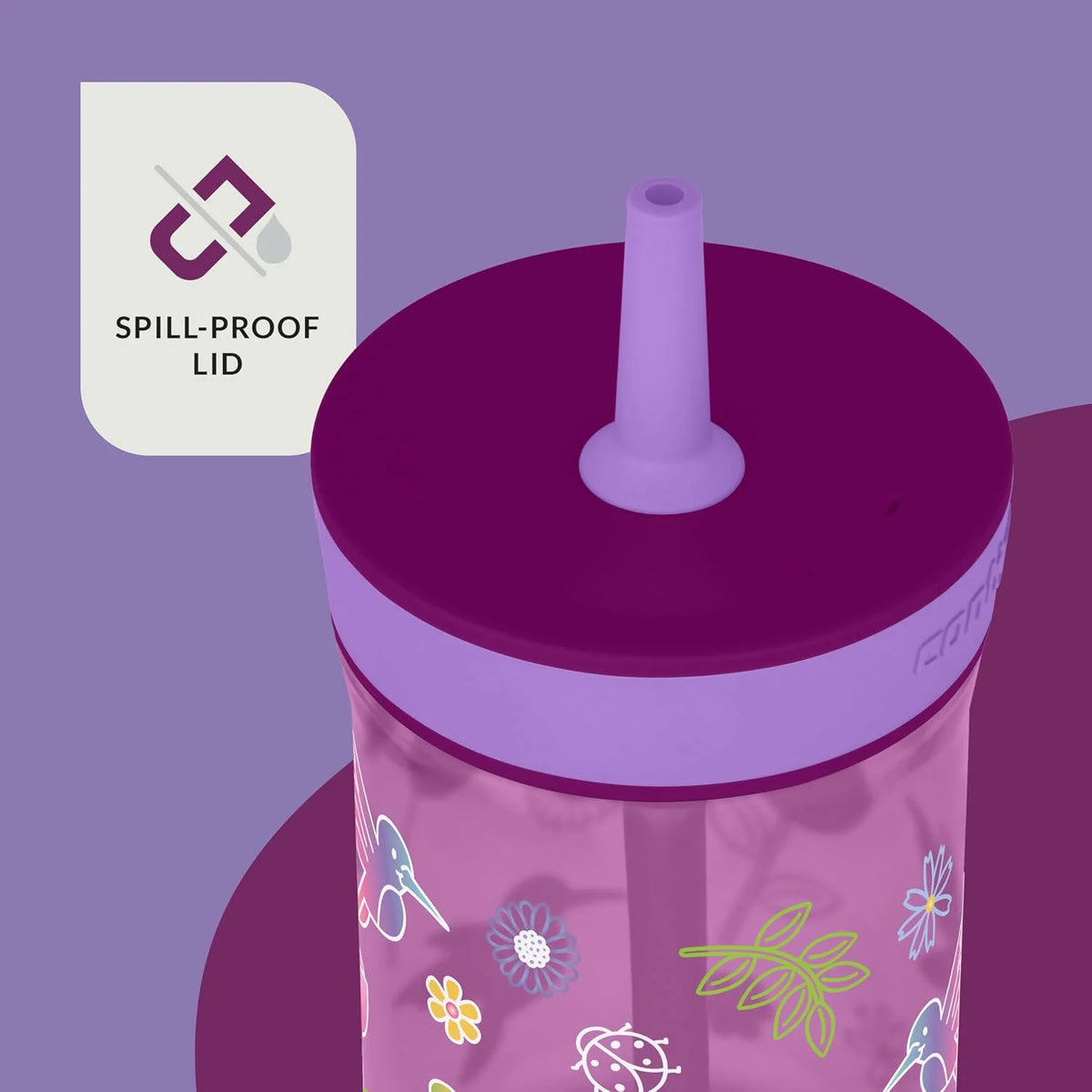 Contigo Kids’ Leighton Straw Tumbler with Spill-Proof Leak-Proof Lid 14oz Juniper/Blue Forest