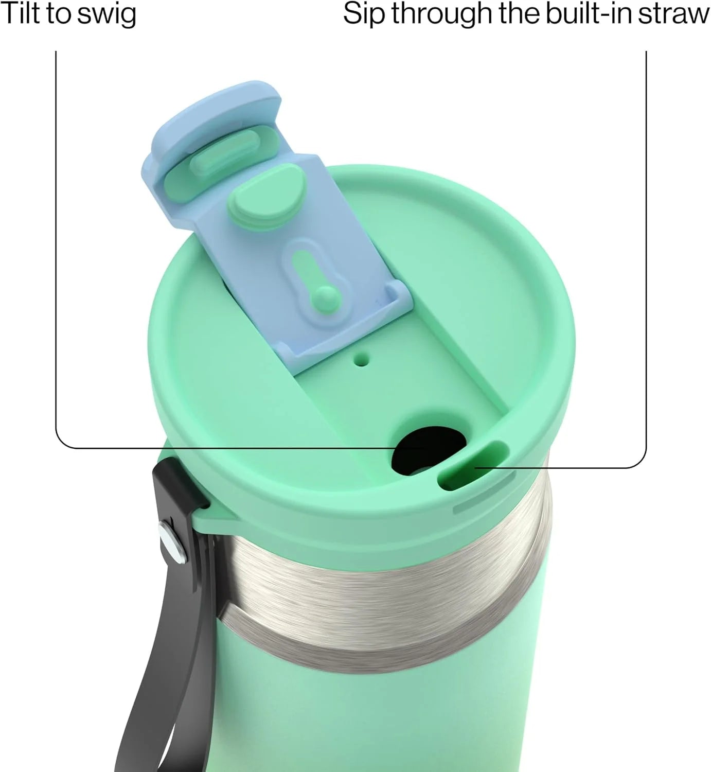 Contigo DualSip 16 oz Compact Stainless Steel Vacuum-Insulated Water Bottle with 2-in-1 Leakproof Lid (Straw or Spout), BPA-Free & Lead-Free, Dishwasher Safe