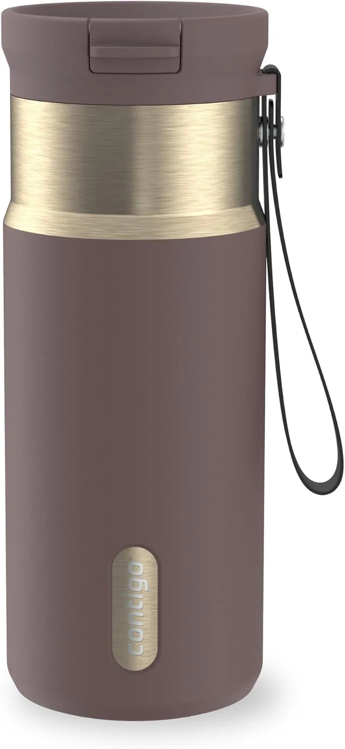Contigo SnapSeal 24 oz Stainless Steel Vacuum-Insulated Water Bottle with Leakproof AutoClose Lid, Carry Strap & Reusable Straw, BPA-Free & Lead-Free, Dishwasher Safe