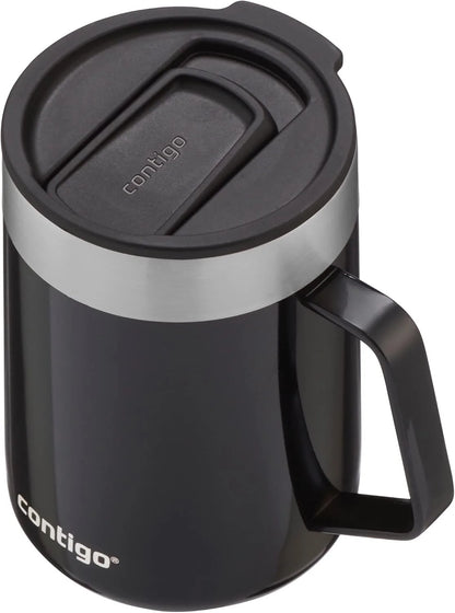 Contigo Streeterville Desk Mug, Insulated Coffee Mug with Stainless Steel Handle, Coffee to go Mug with lid, Keeps Coffee and Tea Warm for up to 5 Hours, Ideal for Office & Home, 410 ml