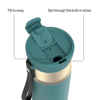 Contigo DualSip 24 oz Stainless Steel Vacuum-Insulated Water Bottle with Carry Strap & 2-in-1 Leakproof Lid (Straw or Spout), BPA-Free & Lead-Free, Dishwasher Safe