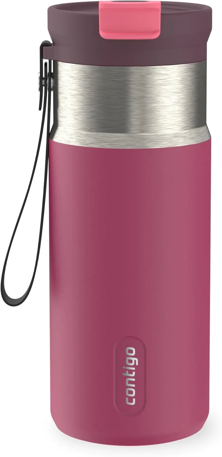 Contigo DualSip 16 oz Compact Stainless Steel Vacuum-Insulated Water Bottle with 2-in-1 Leakproof Lid (Straw or Spout), BPA-Free & Lead-Free, Dishwasher Safe