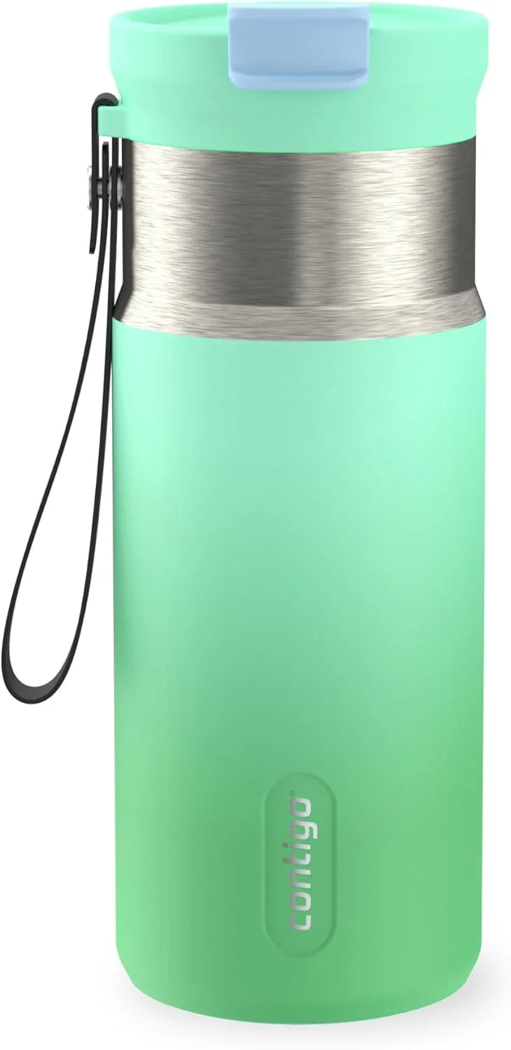 Contigo DualSip 16 oz Compact Stainless Steel Vacuum-Insulated Water Bottle with 2-in-1 Leakproof Lid (Straw or Spout), BPA-Free & Lead-Free, Dishwasher Safe
