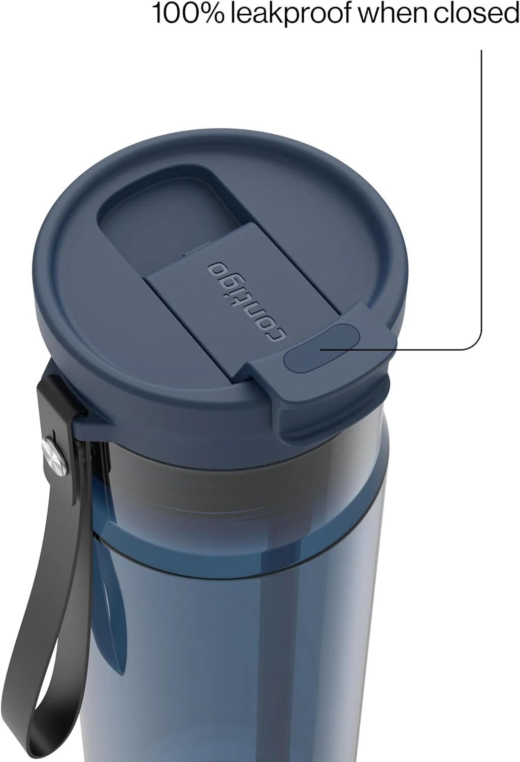 Contigo DualSip 24 oz Tritan Plastic Water Bottle with Carry Strap & 2-in-1 Leakproof Lid (Straw or Spout), BPA-Free, Dishwasher Safe