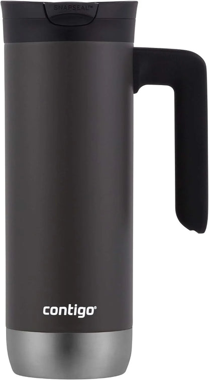 Contigo Superior 2.0 Stainless Steel Travel Mug with Handle Leak-Proof Lid Double-Wall Insulation for Hot & Cold Beverages, 20oz ,Dark Ice, Ideal for Commuting and Travel