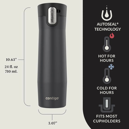 Contigo AUTOSEAL West Loop Vacuum-Insulated Stainless Steel Travel Mug with Easy-Clean Lid 24 oz Crystal Agave