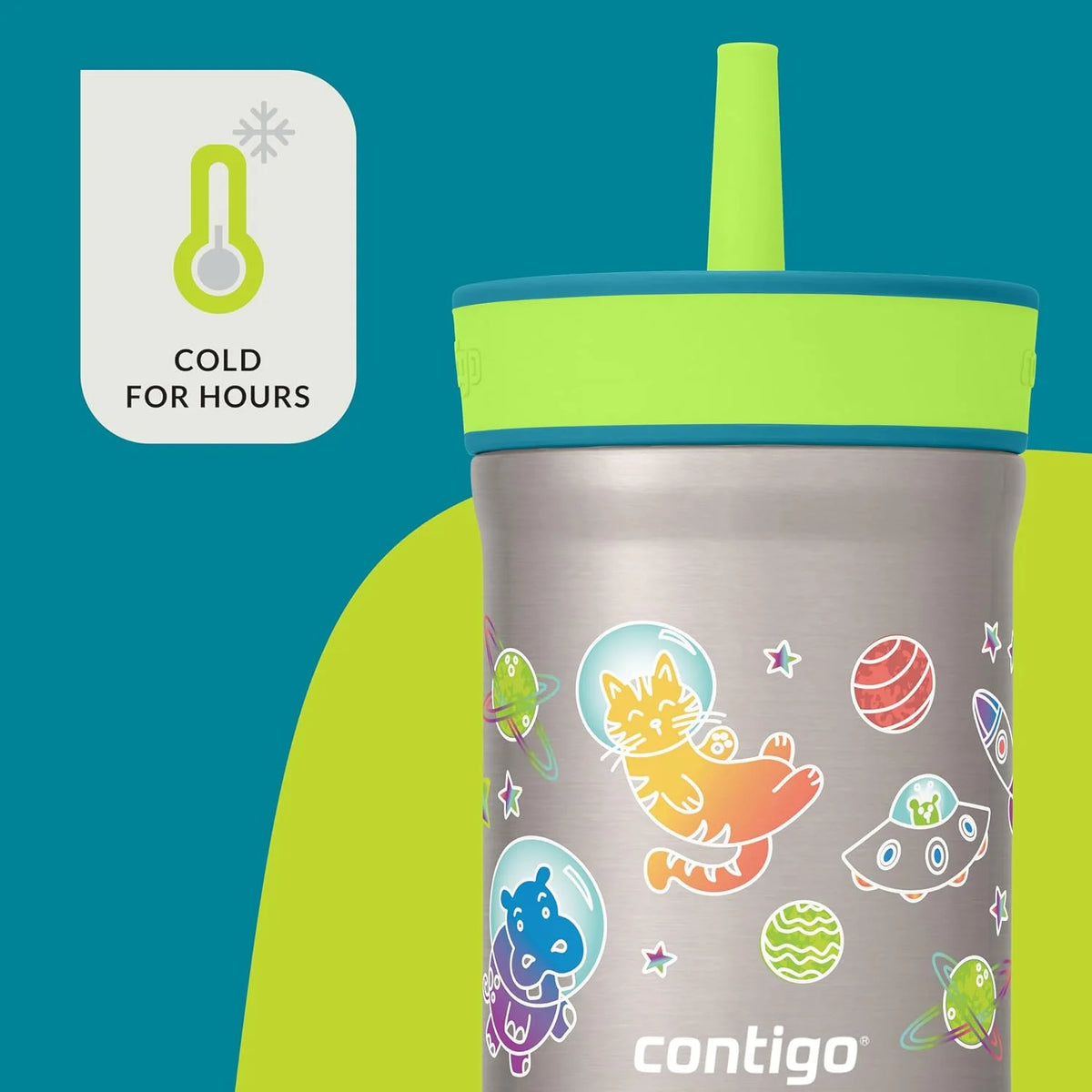 Contigo Leighton Insulated Straw Tumbler, 12 oz, Spacecraft/Juniper Lid