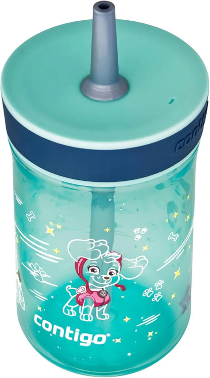 Contigo Kids’ Leighton Straw Tumbler with Spill-Proof Leak-Proof Lid 14oz Juniper/Blue Forest