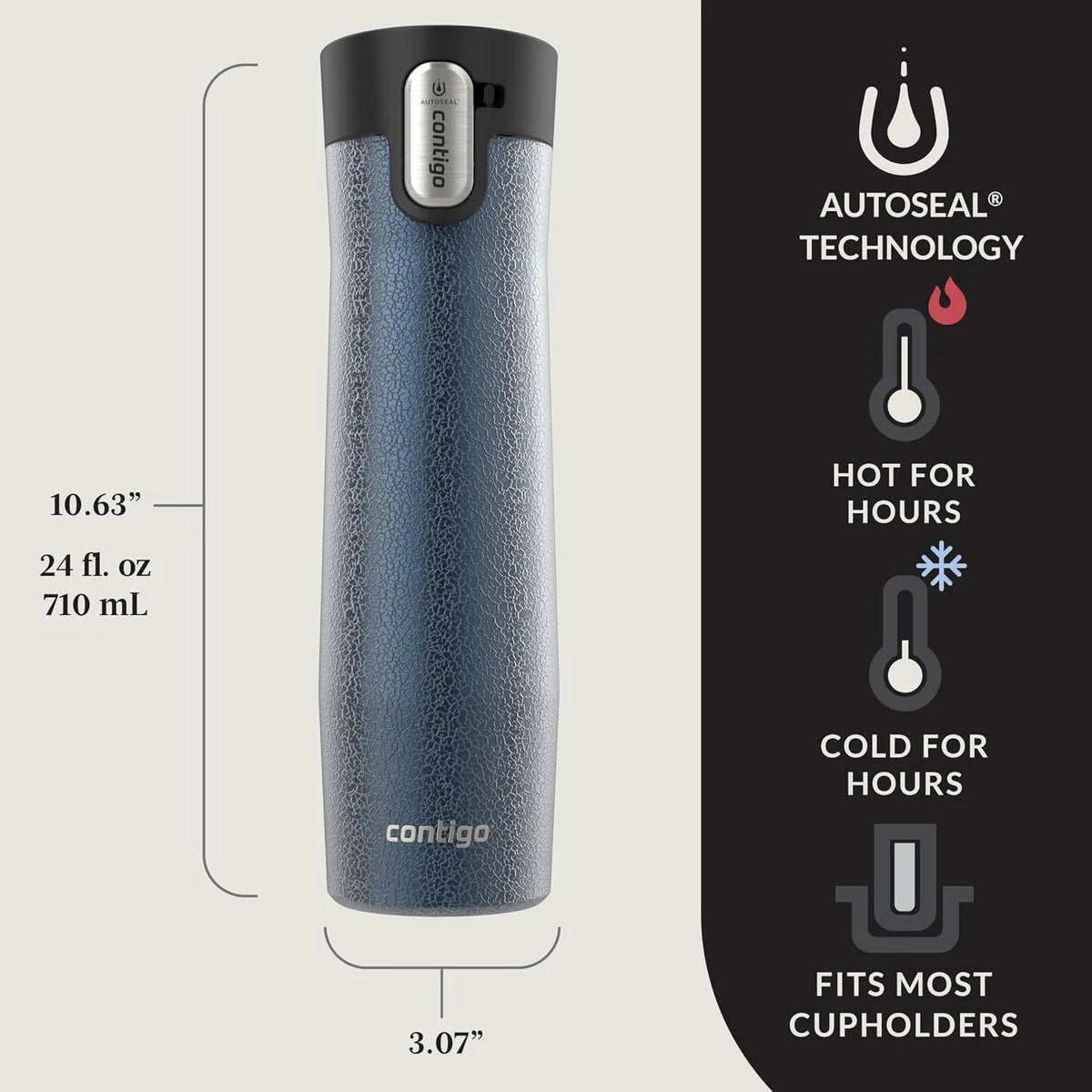 Contigo AUTOSEAL West Loop Vacuum-Insulated Stainless Steel Travel Mug with Easy-Clean Lid 24 oz Crystal Agave
