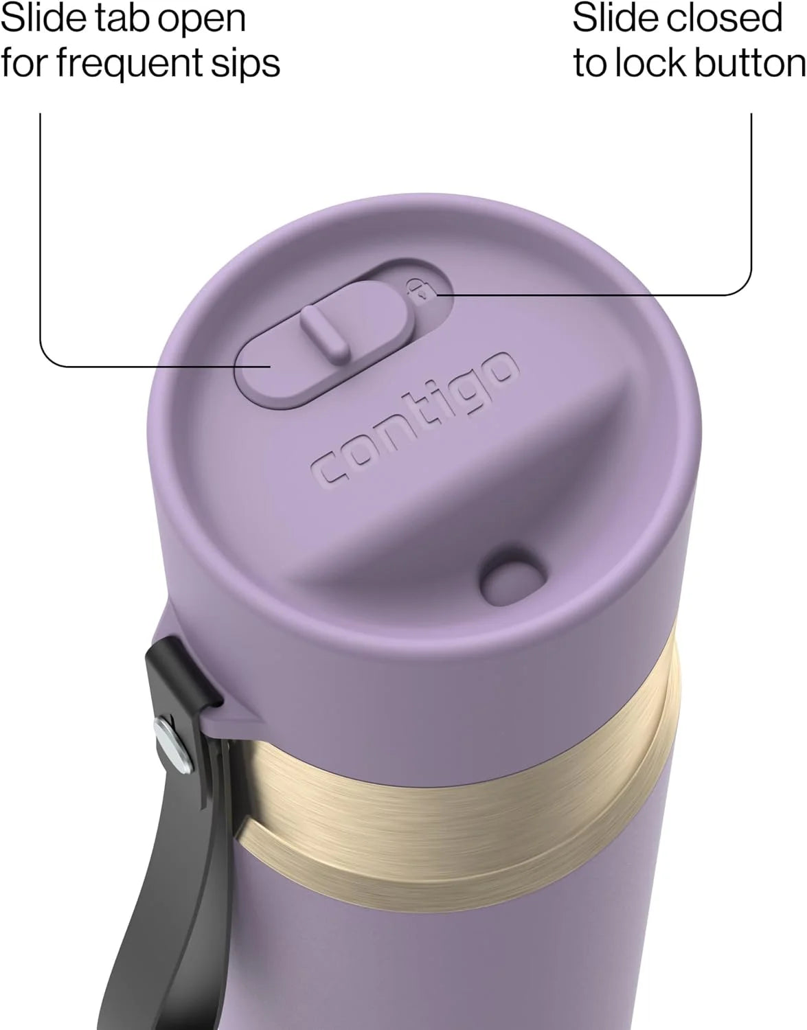 Contigo AutoSeal 24 oz Stainless Steel Vacuum-Insulated Water Bottle with Leakproof Push-Button Spout & Lock, Carry Strap, BPA-Free & Lead-Free, Dishwasher Safe