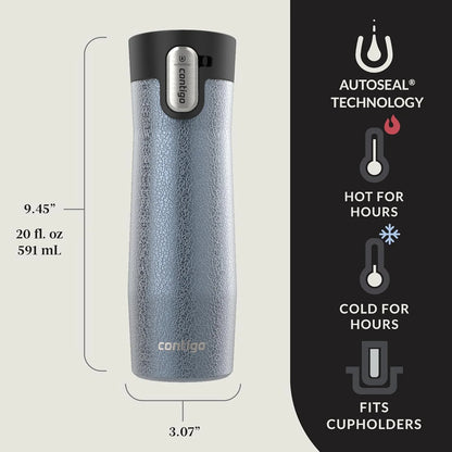 Contigo AUTOSEAL West Loop Vacuum-Insulated Stainless Steel Travel Mug with Easy-Clean Lid 24 oz Crystal Agave
